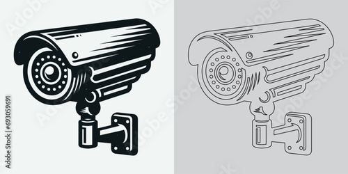 Set of security or surveillance camera icons. CCTV camera icon, Vector Graphics. Wireless security camera icon. Black icon illustration for CCTV camera isolated on white background