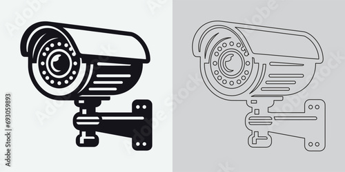 Set of security or surveillance camera icons. CCTV camera icon, Vector Graphics. Wireless security camera icon. Black icon illustration for CCTV camera isolated on white background