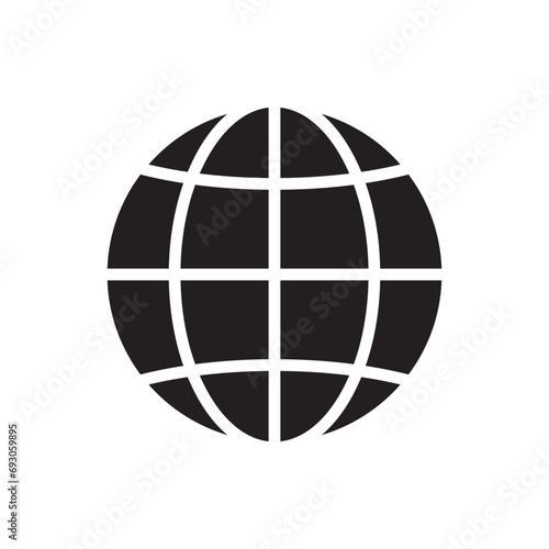 globe icon flat vector on white background