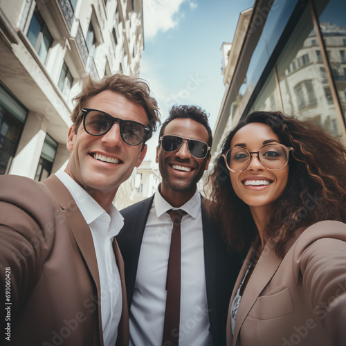 Group of people taking a selfie