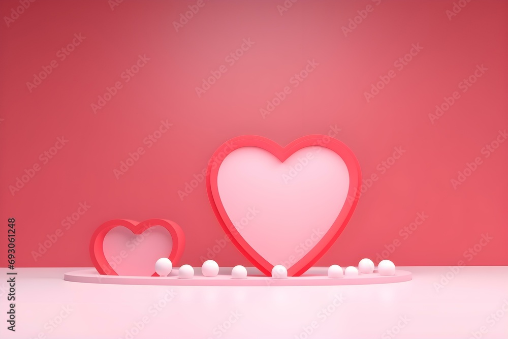 Abstract Background Minimal Style for Branding Product Presentation on Valentine's Day. Mock Up Scene With Empty Space. 3d Rendering.