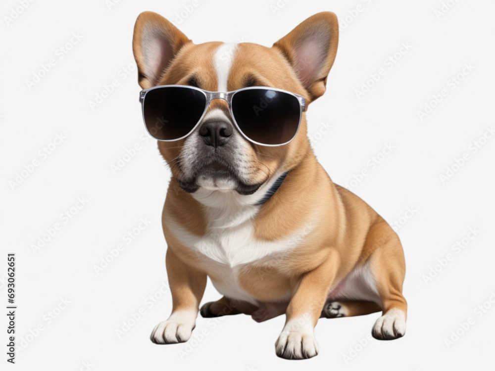 dog wearing cool sunglasses for summer travel on transparent background PNG 