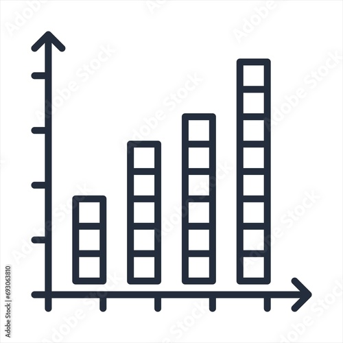 Dynamic bar chart line icon  diagram concept  graph with columns vector sign on white background  outline style icon mobile concept web design. Vector graphics.