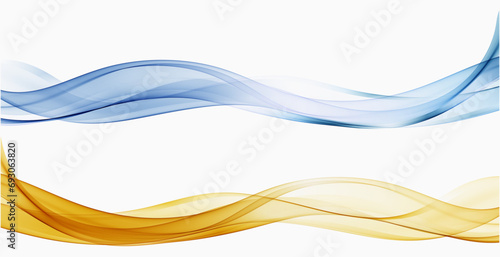 Wave set of abstract colored smoke waves transparent wavy lines