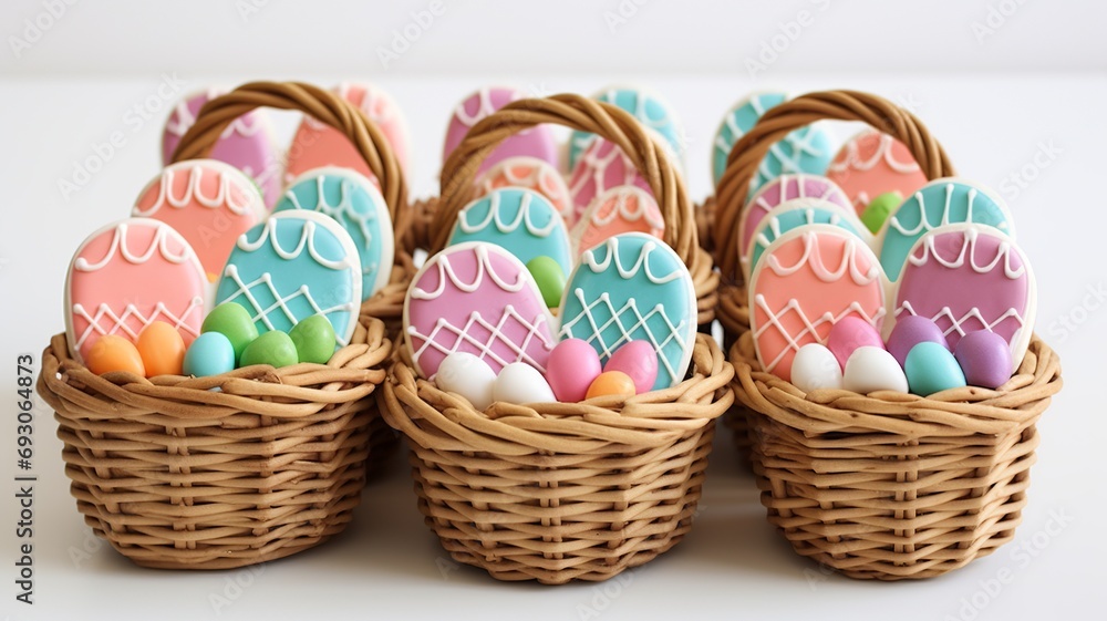 Easter Basket Cookies: Delightful Cookies Shaped as Baskets with Candy Eggs
