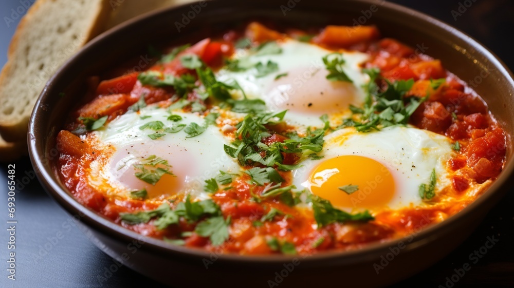 Shakshuka: Poached Eggs in Spicy Tomato Sauce with Cumin