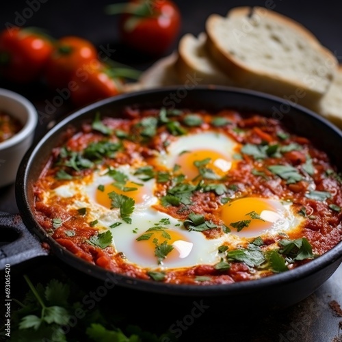 Shakshuka: Poached Eggs in Spicy Tomato Sauce with Cumin