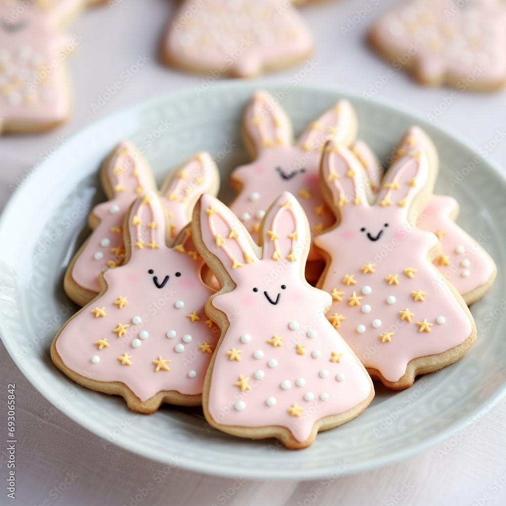 Bunny Shaped Sugar Cookies with Pastel Icing Bunny Shaped Sugar Cookies with Pastel Icing