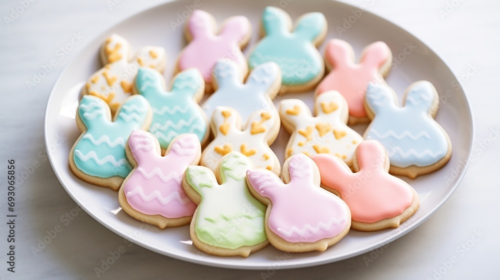 Bunny Shaped Sugar Cookies with Pastel Icing Bunny Shaped Sugar Cookies with Pastel Icing