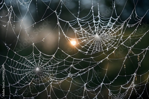  Spiderwebs in a misty morning.