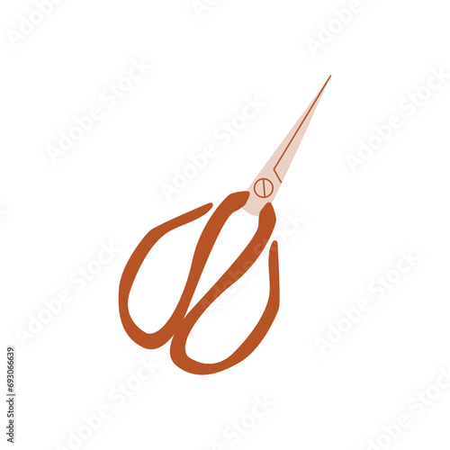 Flat vector illustration of scissors for sewing, knitting on a white background