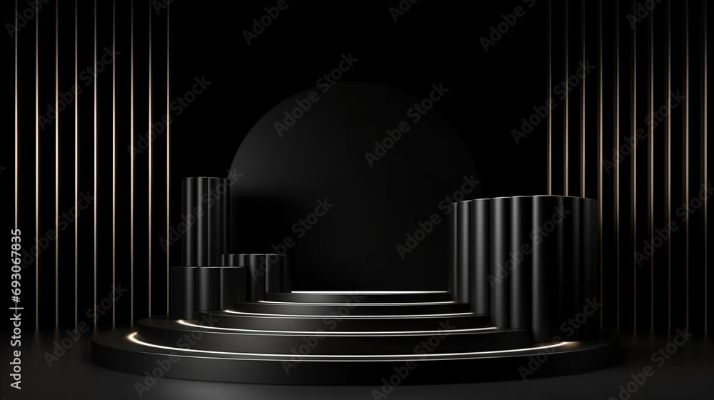 Fototapeta premium black geometric podium background design