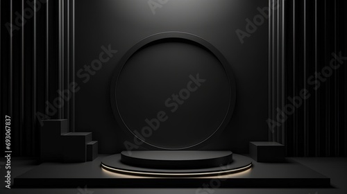 black geometric podium background design photo