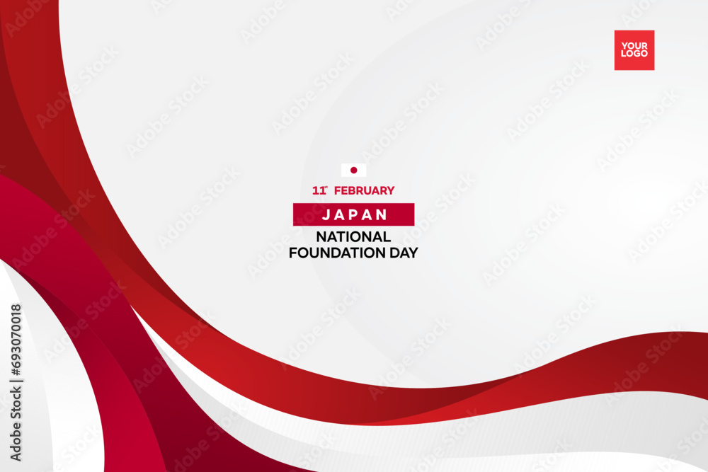 japan national day 11th february with wavy flag background.