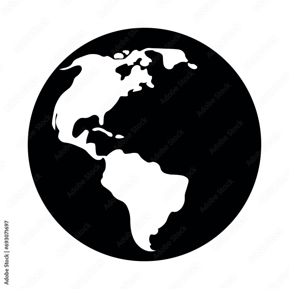 Globe black vector icon on white background Globe black vector icon on white background