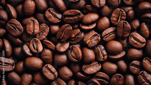 Close up on roasted coffee beans background wallpaper photo