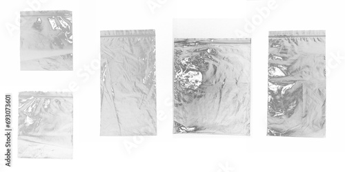 empty polythene zipper bags on transparent background