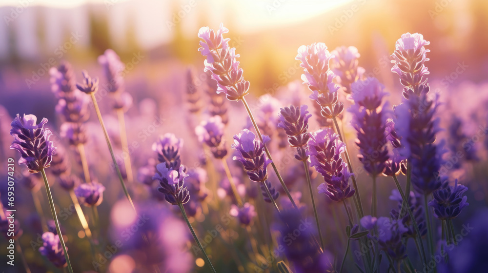 Lavender Grows In Field, Selling Flowers For Essential Oil. Lavender Grows In Field, Selling Flowers For Essential Oil.