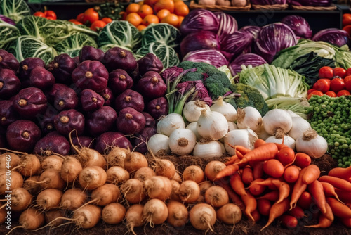 A clear image of assorted vegetables at a farmers market