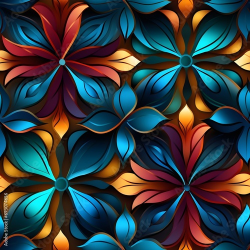 Abstract floral background with seamless pattern