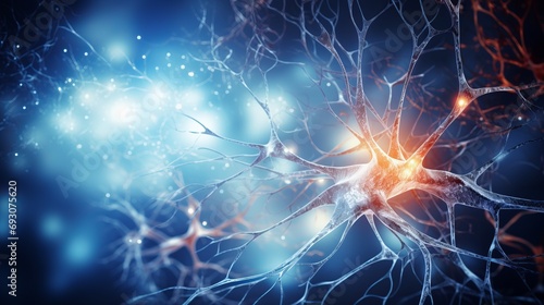 Mesmerizing abstract background with vibrant interconnected neuron cells in captivating display photo
