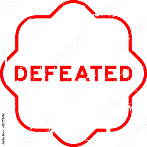Grunge red defeated word rubber seal stamp on white background