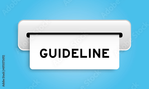 White coupon banner with word guideline from machine on blue color background
