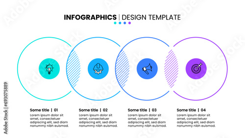 Infographic template. Linked circles with 4 steps
