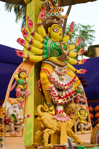 Idol of Hindu Goddess Durga during Bengal's Durga Puja festival 