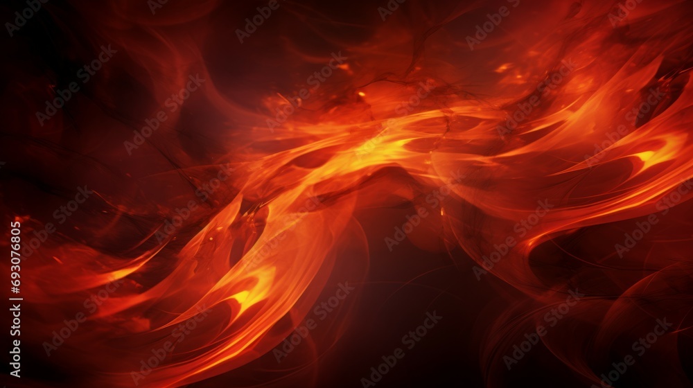 Fire Flames Isolated on Black Background, close-up.