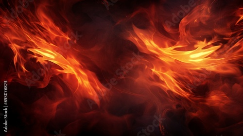 Fire Flames Isolated on Black Background  close-up.