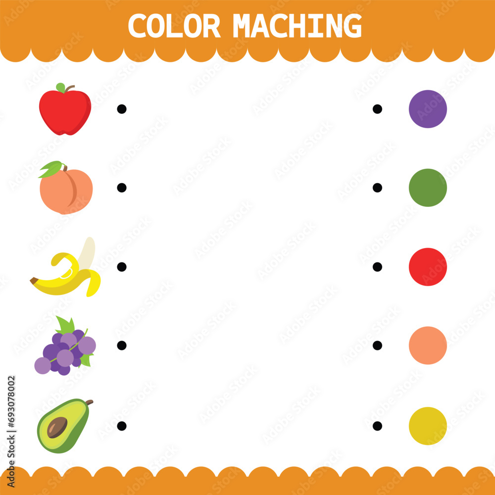 
Vector color matching worksheet for kids
