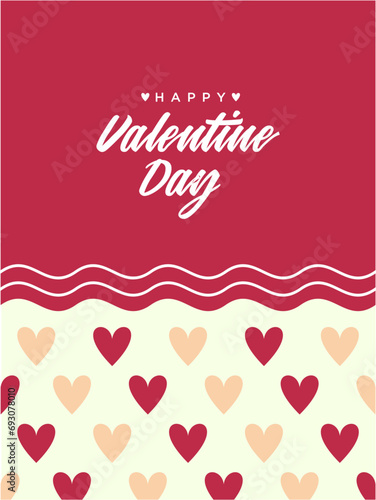 Valentines day romantic greetng card with line and heart. Vector illustration for 14 February