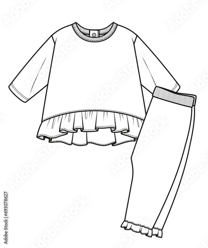 Baby Body suit, Baby Romper, baby dress, baby one piece suit, baby clothes, baby fashion flat cad