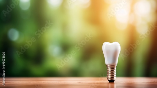 Dental implant on blurred defocused background with room for text placement and copy space photo