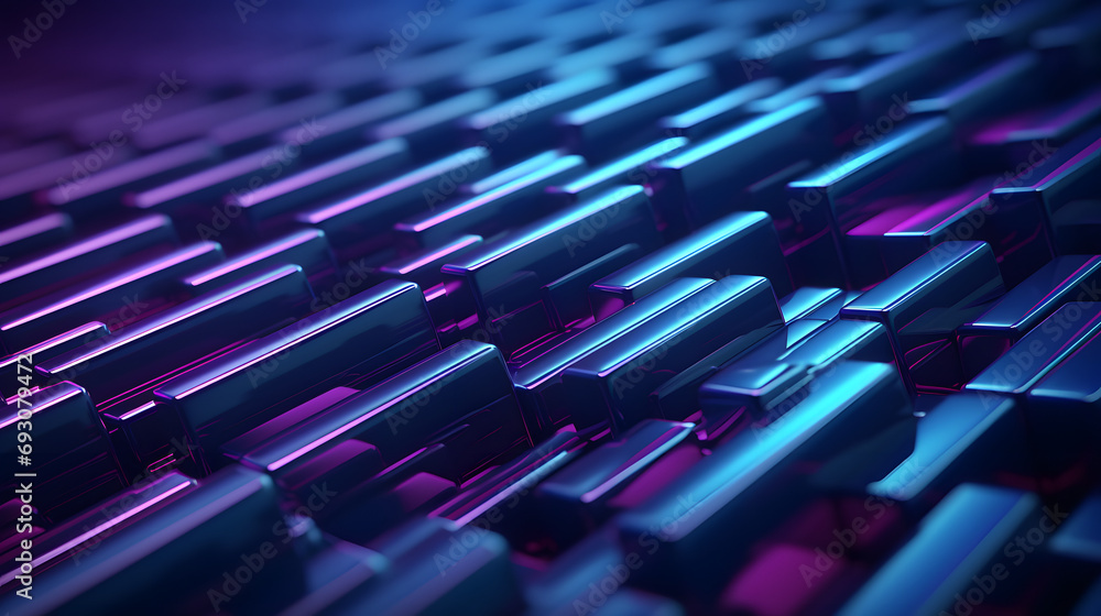 Obraz premium 3d rendering of purple and blue abstract geometric background. Scene for advertising, technology, showcase, banner, game, sport, cosmetic, business, metaverse. Sci-Fi Illustration. Product display