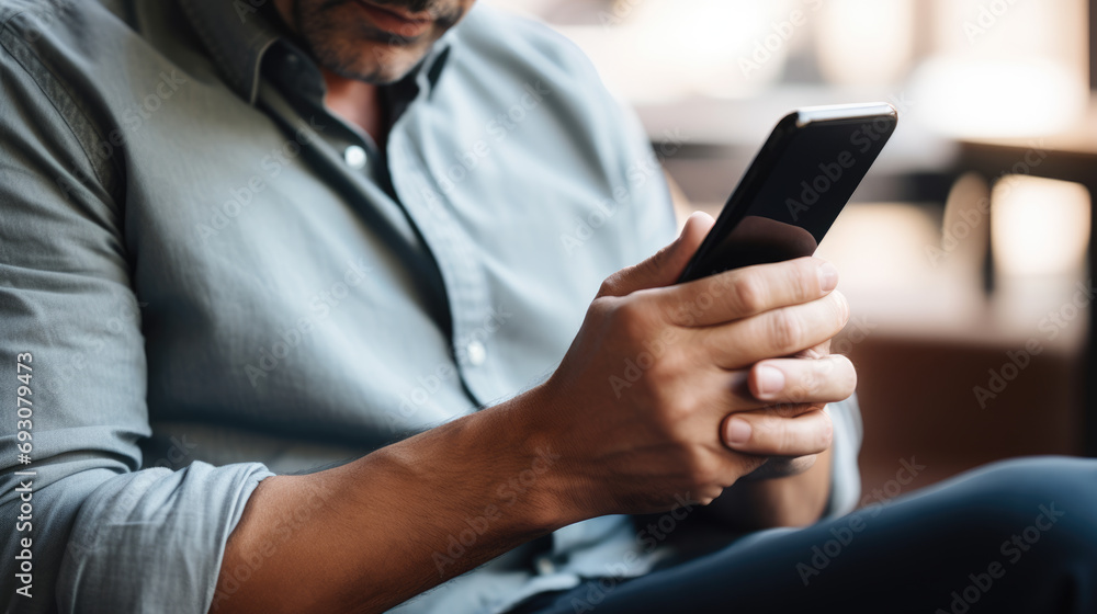 Close-up of a man holding a smartphone Close-up of a man holding a smartphone