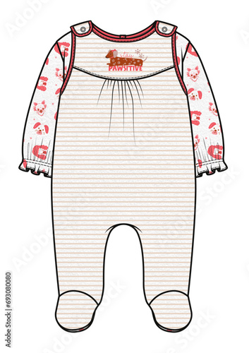 Baby Clothes, baby Romper, Baby Fashion, Vector fashion Cad flat, Baby onsie, baby sweatshirt clothing, baby clothing set 