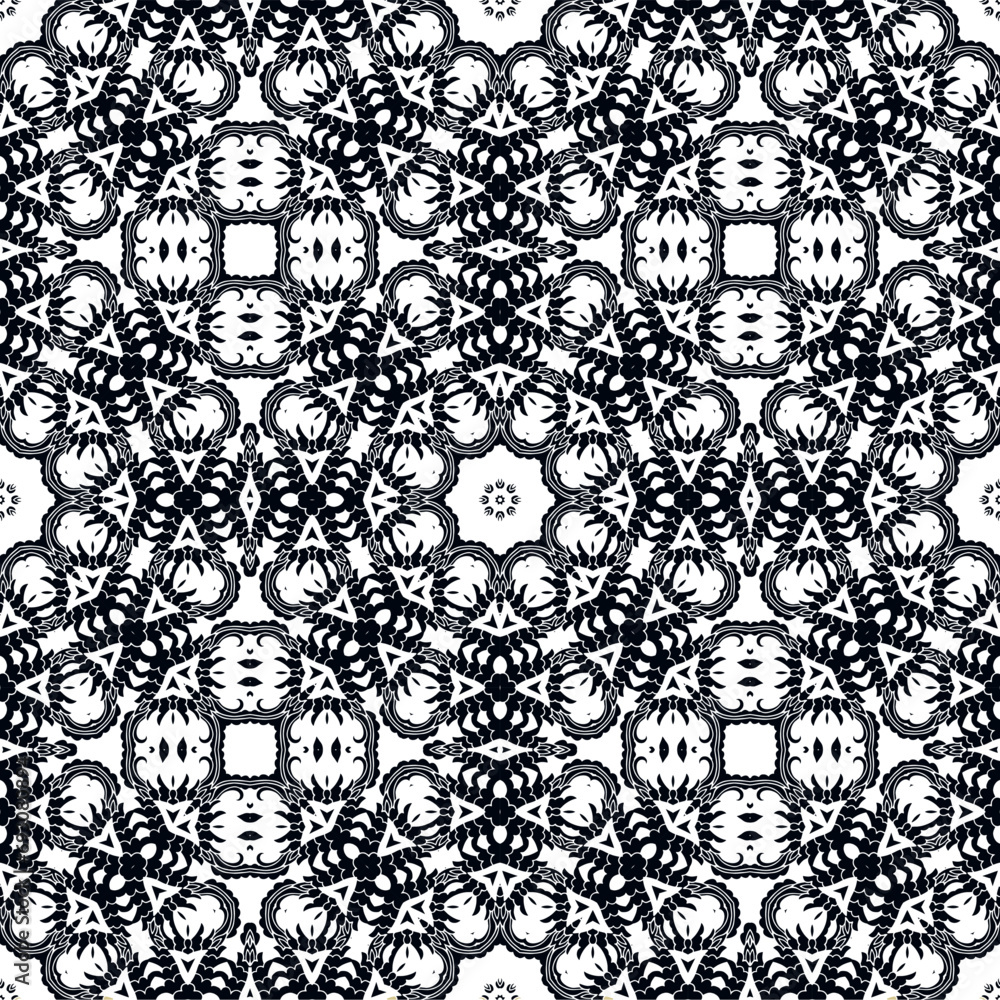 Obraz premium Black ornamental seamless vector pattern, on white background