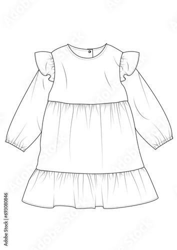 Baby Fashion Dress, Baby Fashion Cad, Baby clothes Illustration 