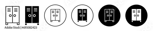 Locker icon. football sport dressing room compartment to secure private luggage or cloth logo. indoor game wardrobe closet furniture cabinet store in school symbol vector. security gym locker