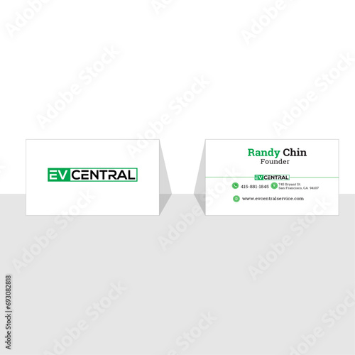 Creative and modern business card template.Vector business card template.Green and White  colored double sided vector business card design.presentation card .