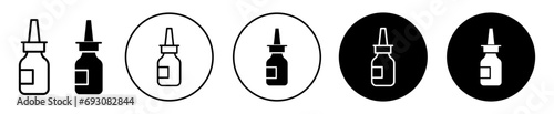 Nasal spray bottle icon. medicated nasal decongestant spray to reduce swelling and clear mucus symbol sign set. nasal drop sprayer bottle for fast relief for a stuffy and running nose vector logo photo