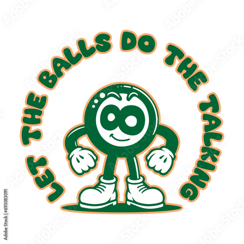 8 pool ball character funny billiard vintage cartoon mascot.