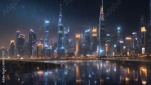 view of city while raining