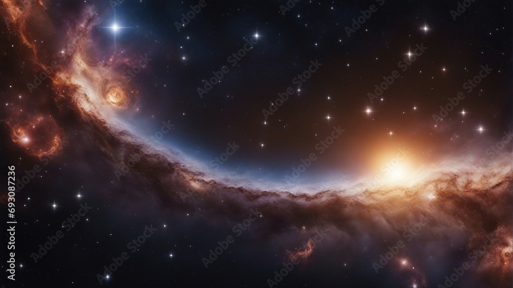 A view from space to a spiral galaxy and stars. Universe filled with stars, nebula and galaxy
A view from space to a spiral galaxy and stars. Universe filled with stars, nebula and galaxy
