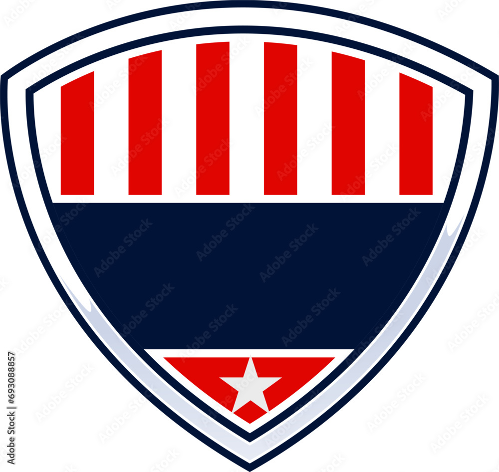Shield emblem with American flag theme. Empty space for text. Patriotic themed usa shield flag. Best to represent security, sports logo, banner, etc. Shield emblem with American flag theme. Empty space for text. Patriotic themed usa shield flag. Best to represent security, sports logo, banner, etc.