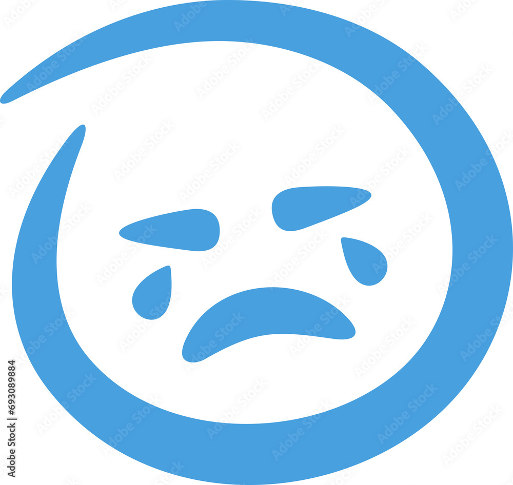 Abstract crying emoji face flat style. Linear round character faces Abstract crying emoji face flat style. Linear round character faces