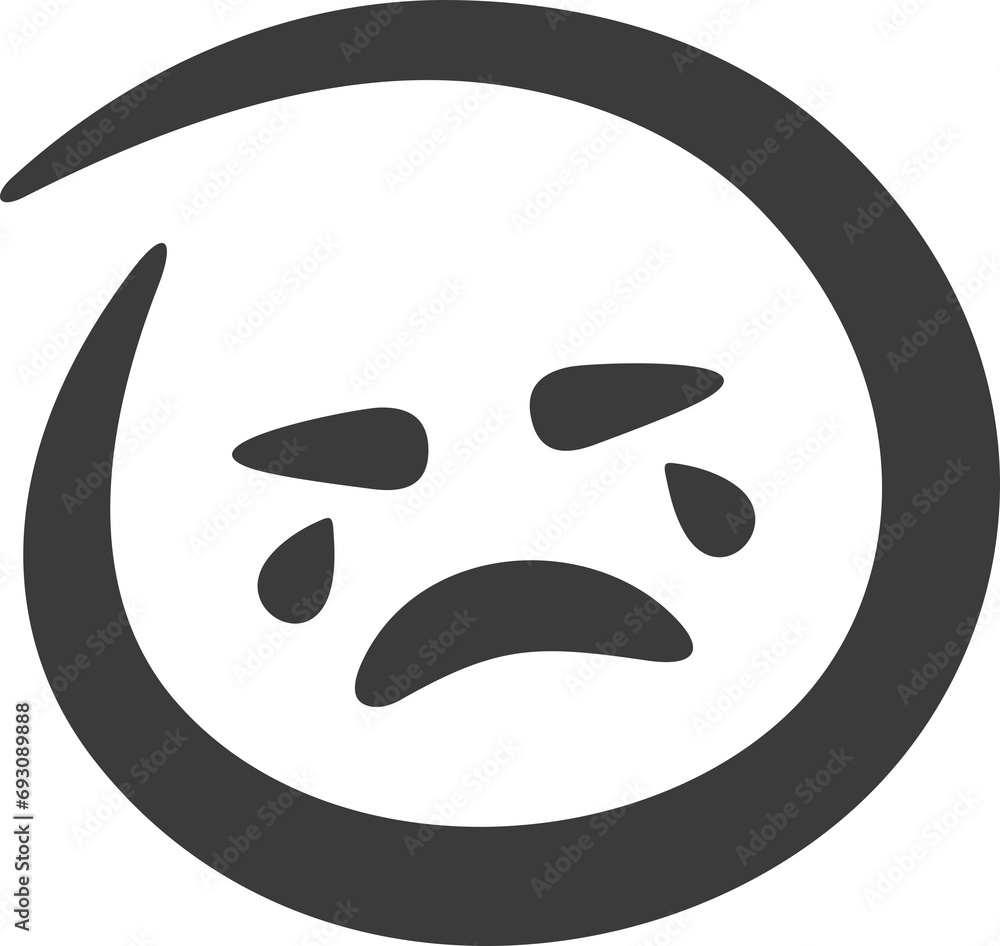 Abstract crying emoji face flat style. Linear round character faces Abstract crying emoji face flat style. Linear round character faces