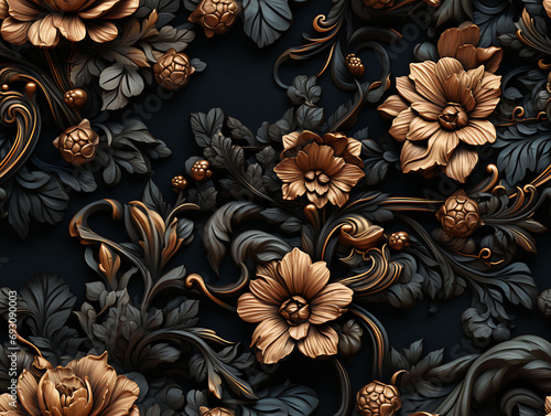 Seamless floral pattern Flowers Royal vintage Victorian Gothic Rococo background